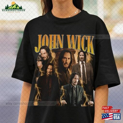 John Wick Chapter 4 Vintage T-Shirt Movie 2023 Sweatshirt Keanu Reeves Bootleg Rap Tee Unisex