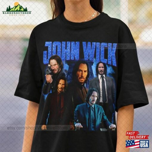 John Wick Chapter 4 Vintage T-Shirt Movie 2023 Sweatshirt Keanu Reeves Bootleg Rap Tee Unisex Hoodie