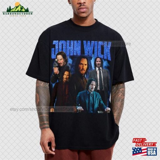 John Wick Chapter 4 Vintage T-Shirt Movie 2023 Sweatshirt Keanu Reeves Bootleg Rap Tee Unisex Hoodie