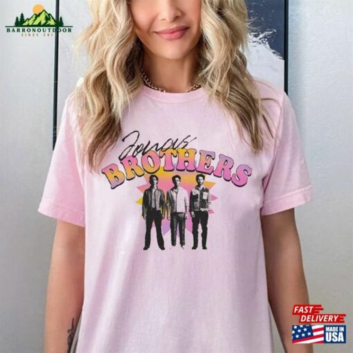 Jonas Brothers Pink Collection Shirt Five Albums One Night Tour Movie Graphic Tee T-Shirt Unisex