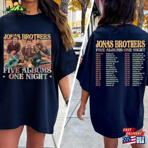 Jonas Brothers Vintage Shirt Five Albums One Night Tour Movie Graphic Tee Classic T-Shirt