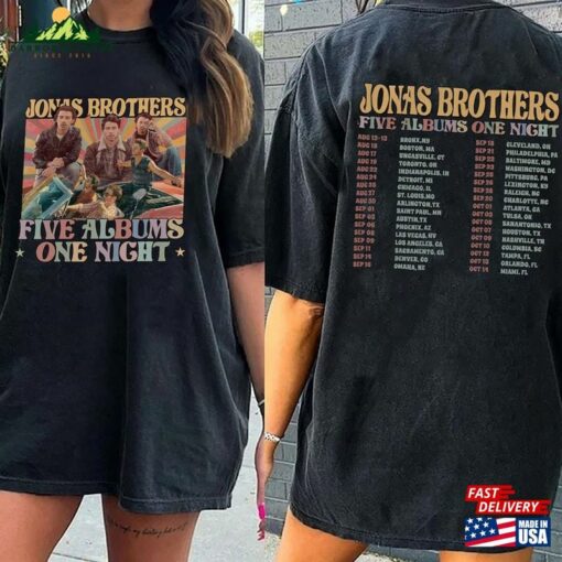 Jonas Brothers Vintage Shirt Five Albums One Night Tour Movie Graphic Tee Classic T-Shirt