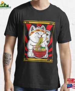 Kawaii Japanese Cat Eating Ramen Noodles Food Anime T-Shirt Unisex