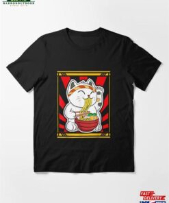 Kawaii Japanese Cat Eating Ramen Noodles Food Anime T-Shirt Unisex