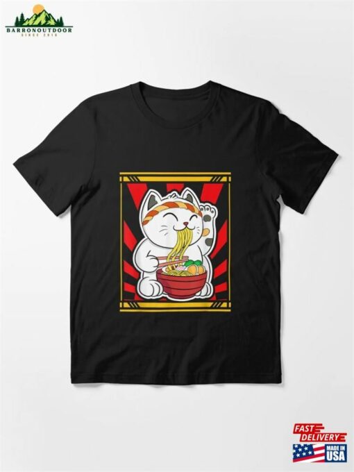 Kawaii Japanese Cat Eating Ramen Noodles Food Anime T-Shirt Unisex