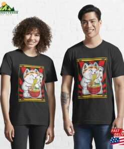 Kawaii Japanese Cat Eating Ramen Noodles Food Anime T Shirt Unisex 3
