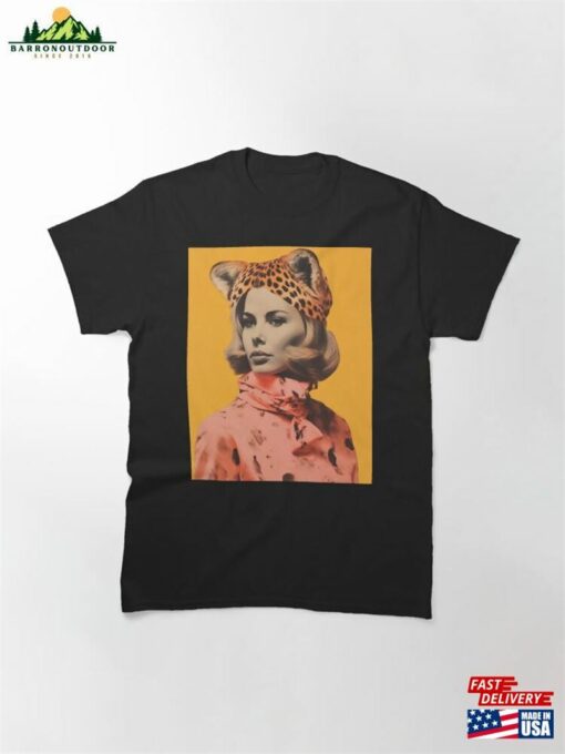 Leopard Woman Portrait Vintage Collage Classic T-Shirt Sweatshirt Unisex