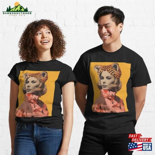 Leopard Woman Portrait Vintage Collage Classic T-Shirt Sweatshirt Unisex