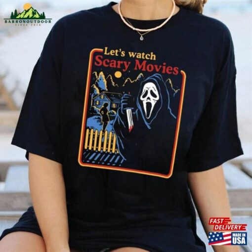 Let’s Watch Scary Movies Crewneck Shirt Vintage Halloween T-Shirt Unisex Hoodie