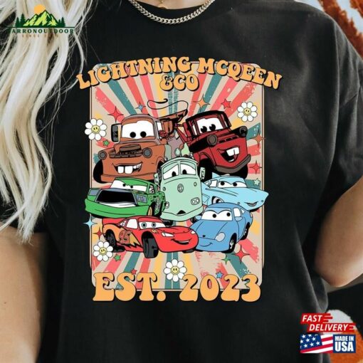 Lightning Mcqueen Co 2023 Retro Vintage T-Shirt Disney Cars Shirt Sweatshirt Classic