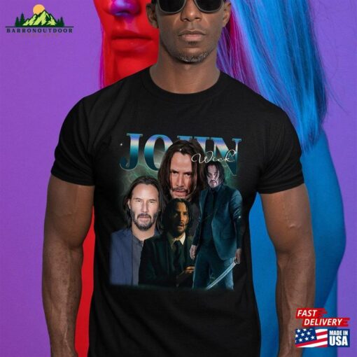 Limited John Wick Vintage T-Shirt 4 Movie 2023 Shirt Keanu Cyberpunk Retro 90S Tee Sweatshirt Hoodie