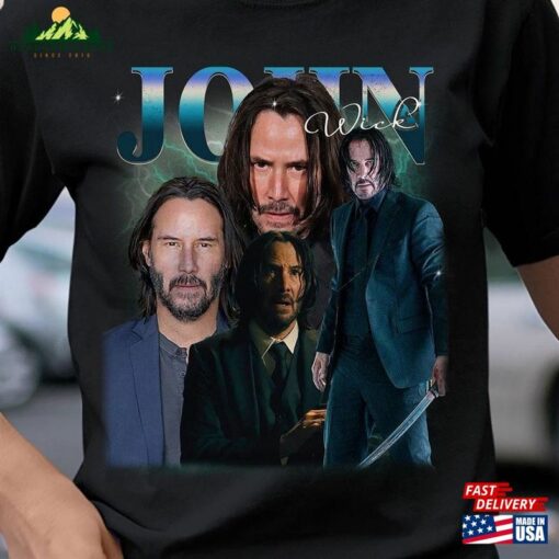 Limited John Wick Vintage T-Shirt 4 Movie 2023 Shirt Keanu Cyberpunk Retro 90S Tee Sweatshirt Hoodie