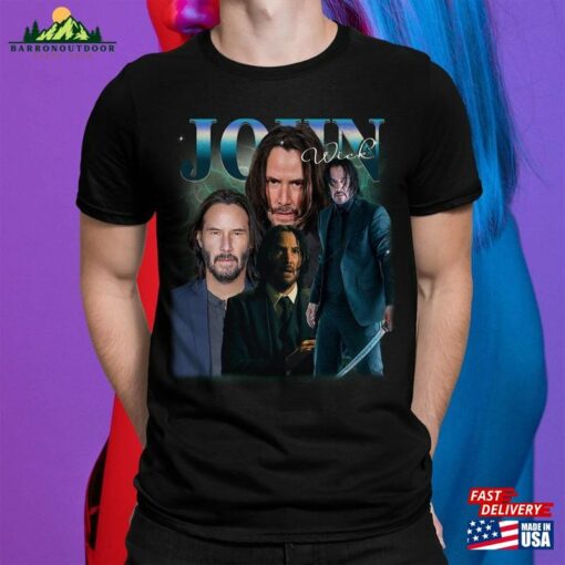 Limited John Wick Vintage T-Shirt 4 Movie 2023 Shirt Keanu Cyberpunk Retro 90S Tee Sweatshirt Hoodie