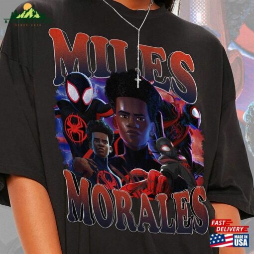 Limited Miles Morales Spiderman Across The Spider Verse Vintage T-Shirt Hoodie Sweatshirt