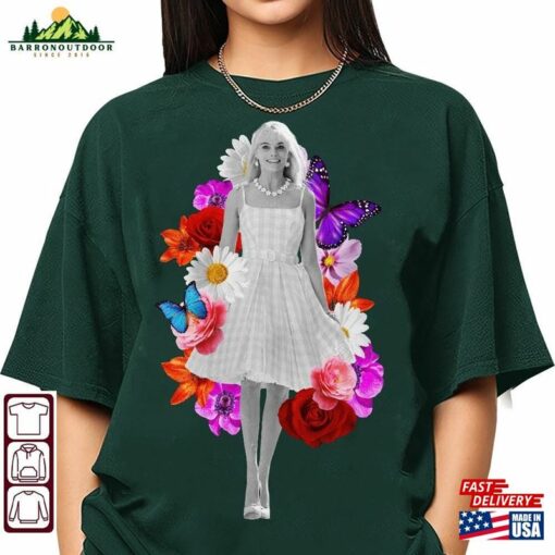 Margot Robbie Floral Merch Shirt Tee T-Shirt Unisex