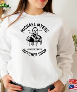 Michael Myers Sublimation Shirt E37 Horror Movie Hoodie T-Shirt Michael Myers Sublimation Shirt E37 Horror Movie Hoodie T-Shirt