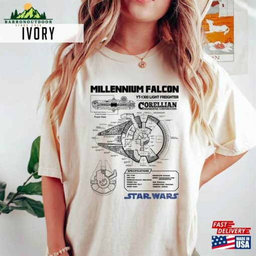 Millennium Falcon Blueprint – Star Wars Shirt Comfort Color Retro Movie Classic Hoodie