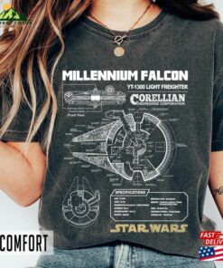 Millennium Falcon Blueprint – Star Wars Shirt Comfort Color Retro Movie Classic Hoodie