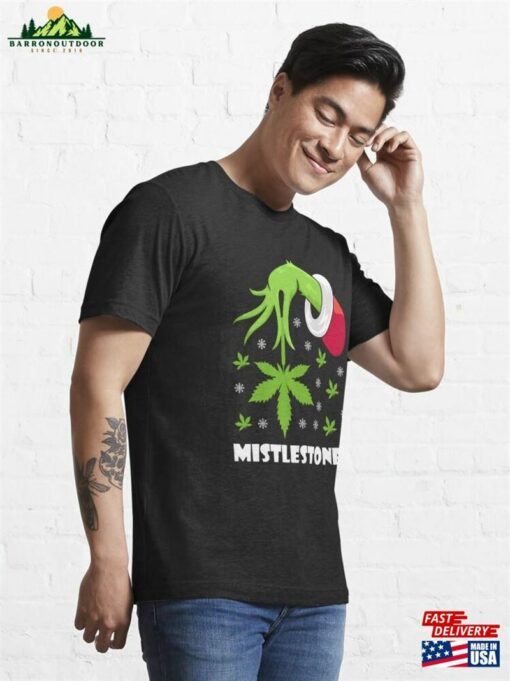 Mistlestoned Weed Leaf Cannabis Amp Marijuana Ugly Christmas T-Shirt Essential Unisex