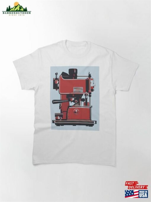 Modernist Musings Red Blue Bauhaus Rustic Espresso Machine Art Classic T-Shirt Unisex