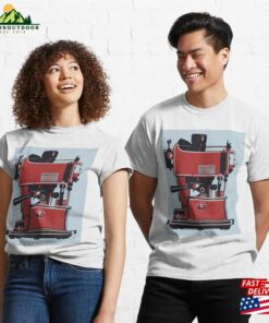 Modernist Musings Red Blue Bauhaus Rustic Espresso Machine Art Classic T Shirt Unisex 3