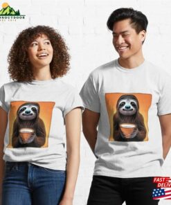 Morning Coffee With Sloth Classic T-Shirt Hoodie Unisex