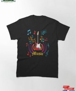 Music With Notes And Electric Guitar Classic T-Shirt Sweatshirt Unisex
