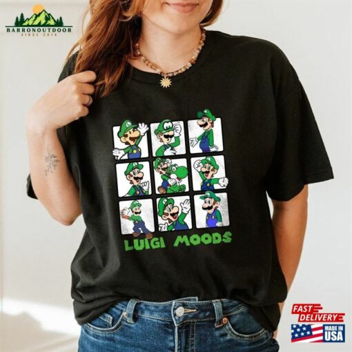 Nintendo Luigi Moods T-Shirt Super Mario Tee Classic