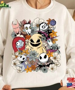 Oogie Boogie Floral Halloween Sweatshirt Jack And Sally Skeleton Fan Tee Spooky Gift Hoodie Classic
