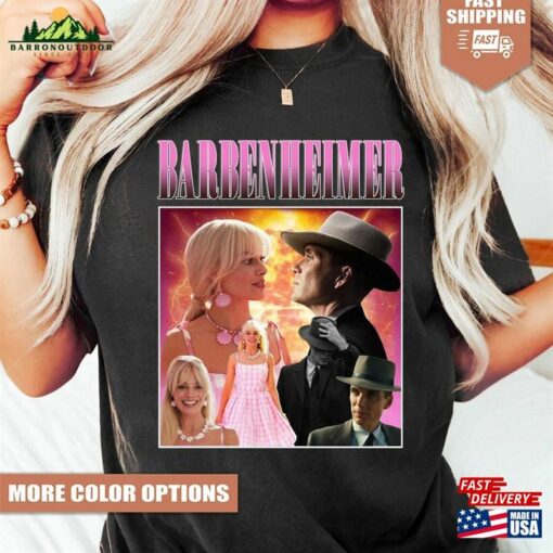 Oppenheimer Barbie Movie Fan Collage T-Shirt Barbenheimer 72123 Shirt Vs Hoodie