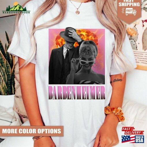 Oppenheimer Barbie Movie Fan Collage T-Shirt Barbenheimer 72123 Shirt Vs Hoodie Sweatshirt