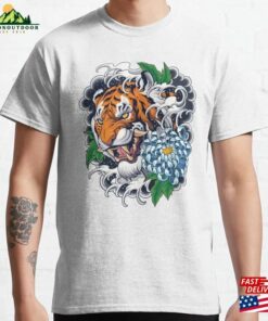 Oriental Tiger With Waves And A Flower Tattoo Classic T-Shirt Unisex Sweatshirt Oriental Tiger With Waves And A Flower Tattoo Classic T-Shirt Unisex Sweatshirt