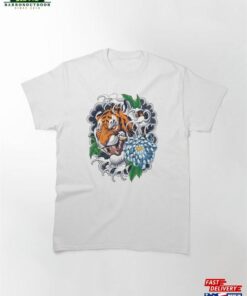 Oriental Tiger With Waves And A Flower Tattoo Classic T-Shirt Unisex Sweatshirt