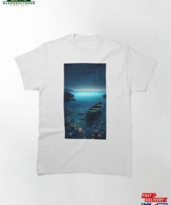 Pale Blue Beach Covered With Colorful Glowing Stones Classic T-Shirt Hoodie