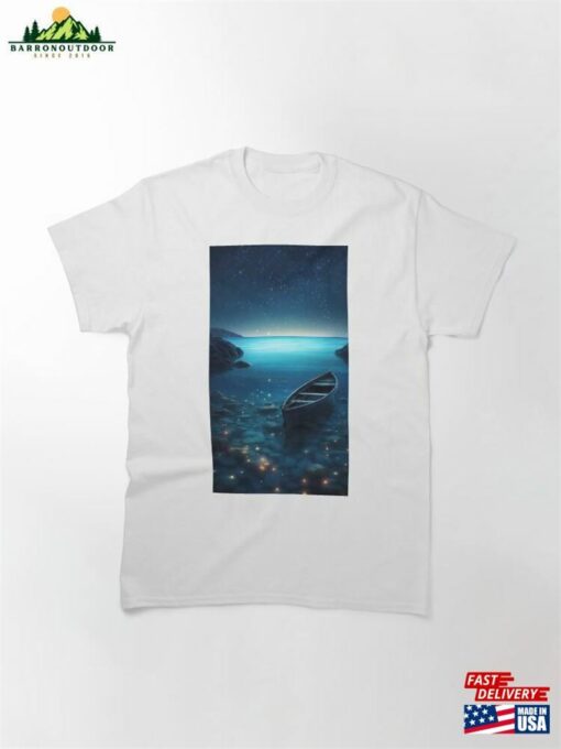 Pale Blue Beach Covered With Colorful Glowing Stones Classic T-Shirt Hoodie