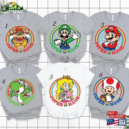 Personalized Super Mario Shirt Birthday Character Family Classic Hoodie