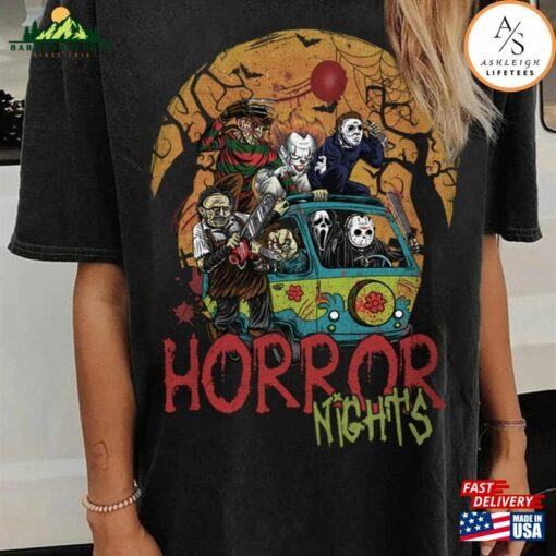 Personalized Vintage Universal Studios Halloween Horror Nights Shirt Retro Scary Movie Characters T-Shirt Hoodie