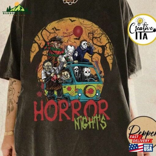 Personalized Vintage Universal Studios Halloween Horror Nights Shirt Retro Scary Movie Characters T-Shirt Sweatshirt