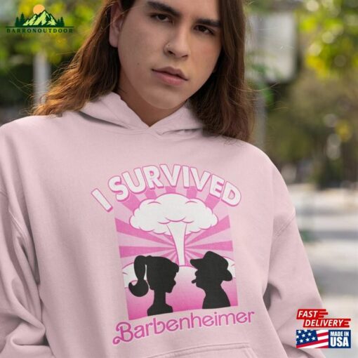 Pink Barbenheimer I Survived Trending Movie Funny Shirt Classic Hoodie