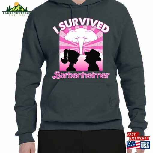 Pink Barbenheimer I Survived Trending Movie Funny Shirt Classic Hoodie