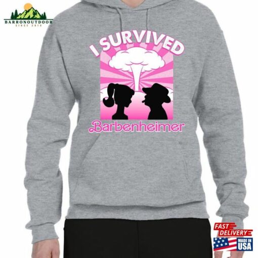 Pink Barbenheimer I Survived Trending Movie Funny Shirt Classic Hoodie