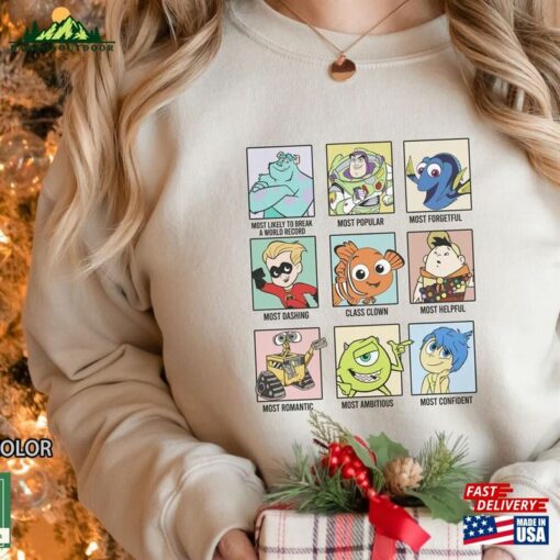 Pixar Movie Group Shot Shirt Characters T-Shirt Disneyland Trip Tee Sweatshirt