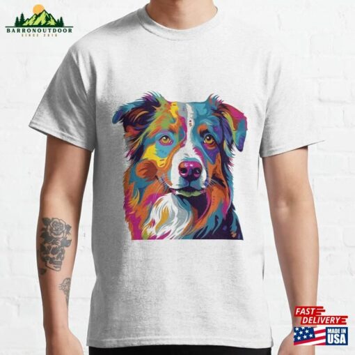 Pop Paws Cute Aussie Shepherd Art Design Classic T-Shirt Hoodie