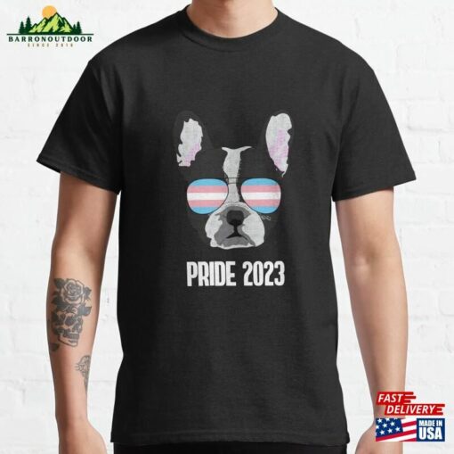 Pride 2023 Funny Boston Terrier Dog Trans Flag Classic T-Shirt Sweatshirt Hoodie