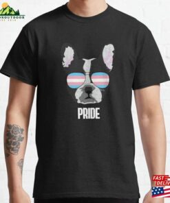 Pride Funny Boston Terrier Dog Trans Flag Classic T-Shirt Unisex