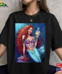 Princess New Movie Little Mermaid Halle 2023 Disney Custom Dtf Screen Print Black T-Shirt Unisex Classic