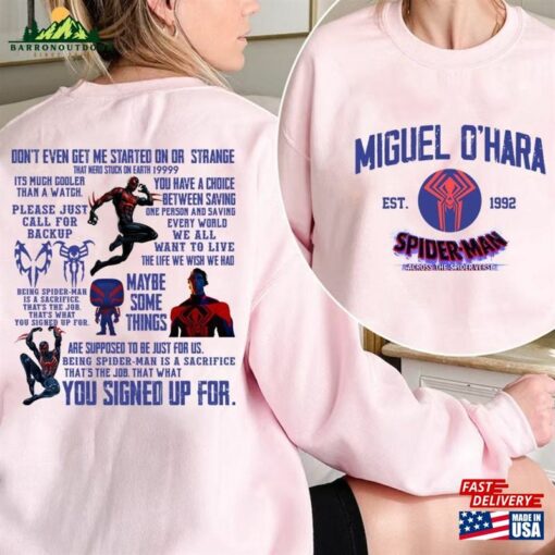 Printed Two Sides Miguel O’hara Shirt Spiderman 2099 Hoodie T-Shirt