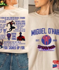 Printed Two Sides Miguel O'hara Shirt Spiderman 2099 Hoodie T-Shirt 2 Printed Two Sides Miguel Ohara Shirt Spiderman 2099 Hoodie T Shirt 3