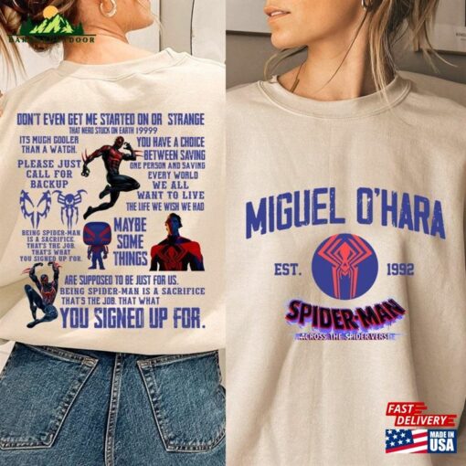 Printed Two Sides Miguel O’hara Shirt Spiderman 2099 Hoodie T-Shirt