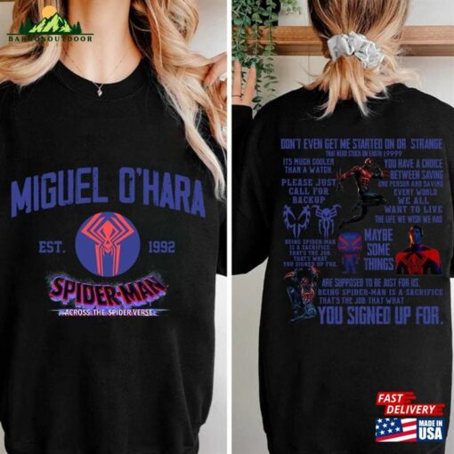 Printed Two Sides Miguel O’hara Shirt Spiderman 2099 Hoodie T-Shirt